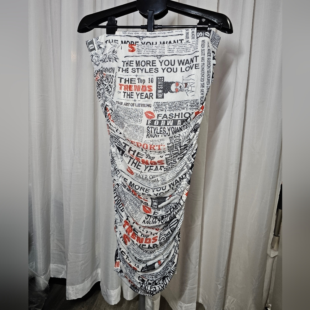 Fashion to Figure Black and White Print Strapless Dress